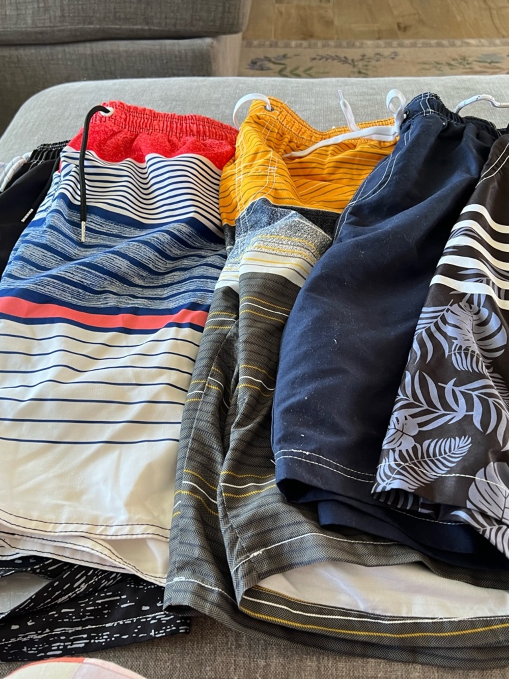 Men's Striped Board Shorts - Blue, Red, Yellow